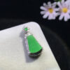 18K green jadeite Ruyi pendant full view with 28.3x14.4x6.3mm size
