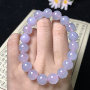 10mm ice-gloss pink lavender jade stone beads bracelet full view