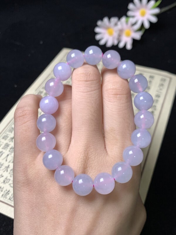10mm ice-gloss pink lavender jade stone beads bracelet full view