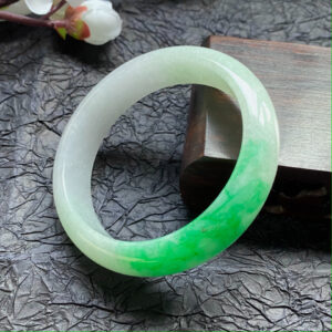 Front view of white icy jade bracelets jade bangle, 61mm