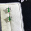Front view of 18K gold butterfly earrings with smooth jade inlays, size 9.4×10.3×2.7mm, elegant earrings with jade