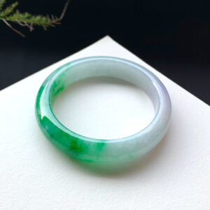 58.9mm Spring Color Jade Bangle – Elegant Multicolor Jadeite Peace Bracelet with Auspicious Charm