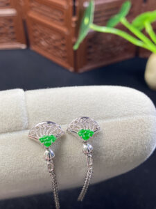Green Jade and Gold Earrings