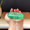 Full-green icy green jade bracelets worn on wrist, size 57.6mm