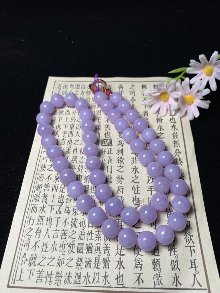 Multicolored jade bead necklace made from natural jadeite stones
