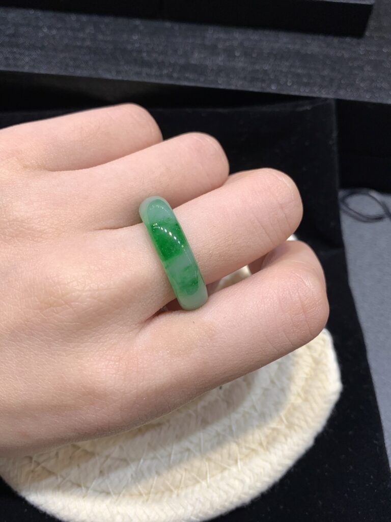 Side-by-side comparison of jadeite and nephrite rings