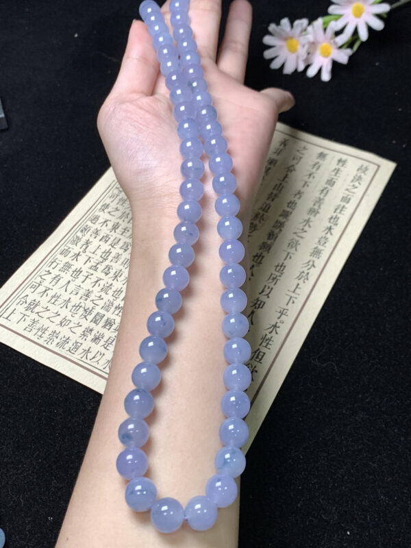Lavender jade jewelry necklace with natural floral beads