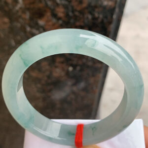 Real jade bangle 56mm made from old icy jadeite with floating floral inclusions