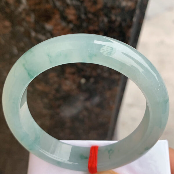 Real jade bangle 56mm made from old icy jadeite with floating floral inclusions