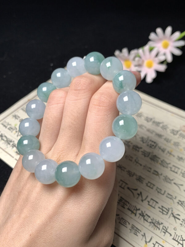 Real jade jewelry blue and green beaded bracelet with 12.4mm beads