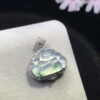 Front view of real jade pendant with ice green Buddha in 18K gold