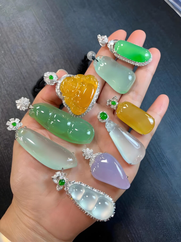 What color is jade when it appears in red and orange tones