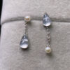Front view of 18K gold white jade earrings featuring high-ice gourd-shaped jade