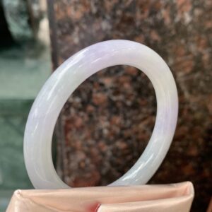 Icy Lavender Jade Bangle | Slim Round 51mm x 9mm – Elegant and Delicate