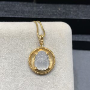 18K Gold High-Ice Jade Pixiu Pendant – Delicate Craftsmanship, Size 24.6×16.8×6.9mm
