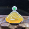 Close-up of 18K Gold Buddha Necklace with Ice Sugar Yellow Jadeite