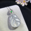 High-ice jade pendant in elegant leaf shape