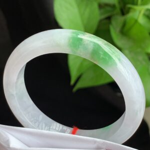 Natural Icy Green Jade Bangle – Classic Round Shape 53mm | Fine Grain & Mature Texture