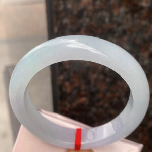 White Ice Jade Bangle | Smooth & Delicate | Size 53-12-8mm | Refreshing Gloss