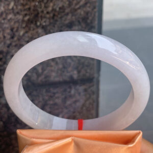 White Ice Jade Bangle with Subtle Purple Hue | Large Size 63-13-8mm | Old Stock, Hydrated & Clear