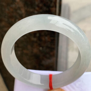 White Ice Transparent Jade Bangle | Size 53-12-8mm | Old Stock, Crystal Clear | Pure Base