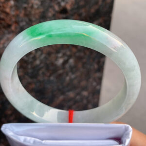 Ice Green Floating Jade Bangle | Size 60-13-8mm | Old Stock, Hydrated | A Touch of Green