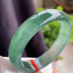 Old Mine Ice Oil Green Jadeite Bangle Full Round 59mm Inner Diameter | Ice-Transparent Texture | Clear Base Jadeite