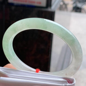 Ice Light Green Round Bar Jadeite Bangle 55mm Inner Diameter | Premium Old Material | Luminous, High Water Content