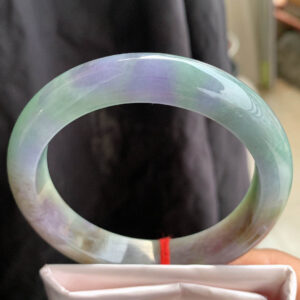 Ice Purple, Green & Yellow Tri-Color Jadeite Bangle | 60mm Inner Diameter | Premium Old Material | Luminous and Refined Texture