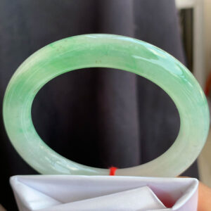 Super Ice Green Round Bar Jadeite Bangle 56mm Inner Diameter | Exceptional Ice-Clear Material
