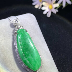 18K Full Green Fu Gua Jadeite Pendant | 56.6mm x 21.5mm | Symbol of Prosperity & Good Fortune