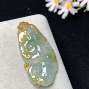 Yellow & Green Ling Monkey Jadeite Pendant | 54.1mm x 26.6mm | Symbol of Blessings & Good Luck