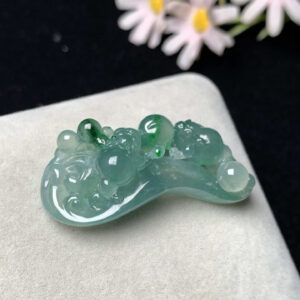 Ice-Flower Golden Toad Jadeite Pendant | 19.8mm x 45.4mm | Symbol of Wealth & Prosperity