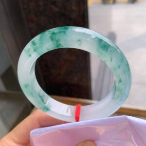 Premium Ice-Transparent Ice-Flower Jadeite Full-Round Bangle | 56mm Inner Diameter | 12.2mm Width | Top-Quality Texture