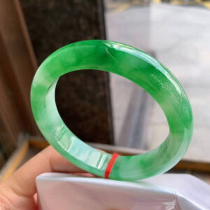 Premium Ice-Green Full-Green Jadeite Full-Round Bangle | 56.5mm Inner Diameter | 13mm Width | Fine Crystal Texture