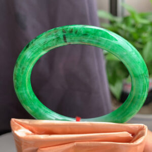 Premium Full-Green Round Jadeite Bangle | 54mm Inner Diameter | 9mm Width | Old Mine, Smooth & Luminous