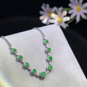 18K Ice-Yang Green Oval Jadeite Bracelet | 6mm x 5mm Oval Stones | Elegant & Timeless Design