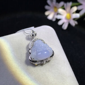 18K Violet Buddha Jadeite Pendant | Tranquility & Wisdom | 24.8mm x 18.4mm x 8.1mm | Rare Violet Jade