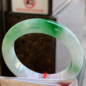Delicate Purple with Spicy Bright Green Full Round Jadeite Bangle – 57mm, Old Mine, Luminous & Radiant