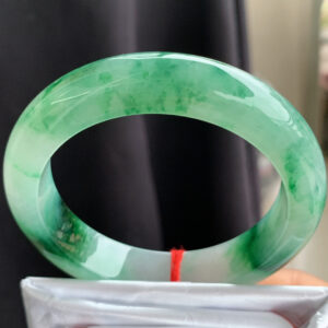 Ice Floating Flower Full Round Jadeite Bangle – 54mm, Old Mine, Translucent & Luminous