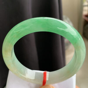 Ice Green with Floating Yellow Jadeite Bangle – 58mm, Full Round, Old Mine, Translucent & Luminous