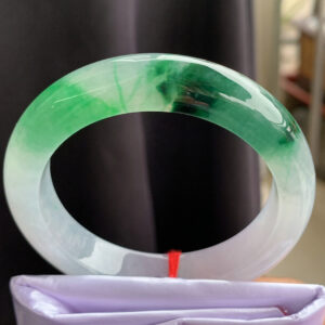 Ice Floating Flower Full Round Jadeite Bangle – 54mm, Old Mine, Translucent & Radiant