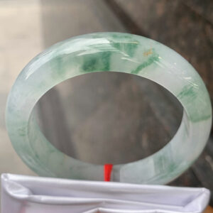 Ice Floating Flower Full Round Jadeite Bangle – 52.5mm, Translucent & Dynamic Flower Effect