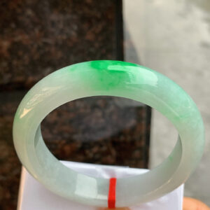 Spicy Green Full Round Jadeite Bangle – 56mm, Icy Translucency & Subtle Bold Hue