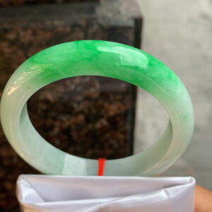 Spicy Green Full Round Jadeite Bangle – 56.5mm, Icy Translucency & Bold Green Hue