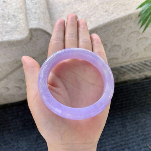 Intense Lavender Jadeite Bangle – Full-Round 55.2mm, Rich Purple Hue, Old Mine Quality