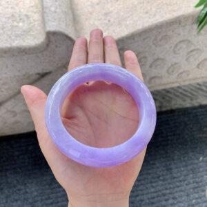 Full-Round Deep Lavender Jadeite Bangle – 60.2mm, Bold Purple “Yaō Zǐ” Tone, Old Mine Jade