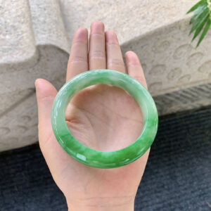 Vivid Bright Green Jadeite Bangle – 58.2mm Round | Fine Old Mine Jade