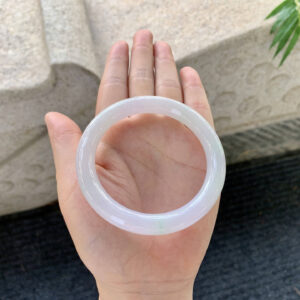 Lavender and Green Jadeite Bangle – 55.8mm Round | Fine-Grain Soft Jade, Elegant Color Blend