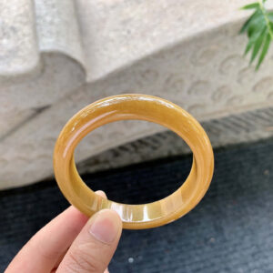 Golden Yellow Jadeite Bangle | 55.6mm Round | Rich Hue & Fine Old Mine Texture